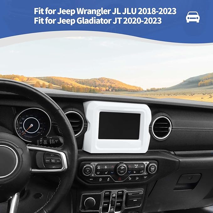 RT-TCZ for Jeep JL Center Console Radio Display Panel Trim Cover for Jeep Wrangler JL JLU Gladiator JT 2018-2023 White Interior Accessories 7 inch