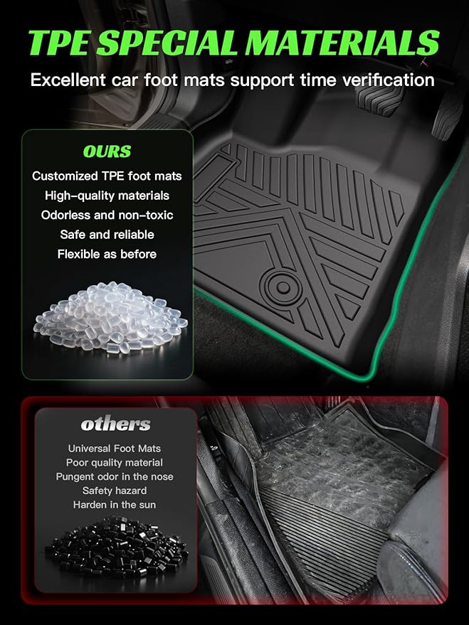 TPE All-Weather Floor Mats for Nissan Altima 2019-2024 2025 | Custom Fit Heavy Duty Truck Floor Liners | Front & Rear Row Protection | Durable, Odorless, Easy to Clean (3-Piece Set, Black)