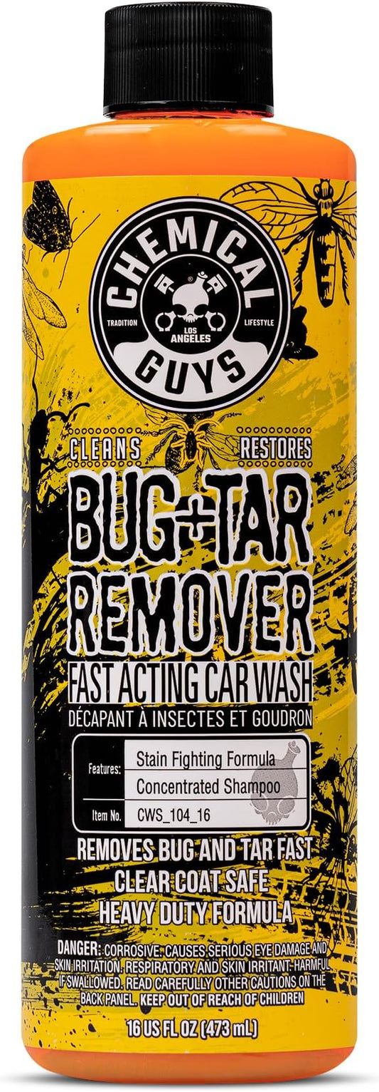 Chemical Guys Bug and Tar Remover Fast Acting Car Wash - Heavy Duty Cleaner for Bugs, Tar, Grime, Tree Sap & Bird Droppings - Safe for Car Paint, Glass, Chrome, Plastic, All Exterior Surfaces - 16 oz