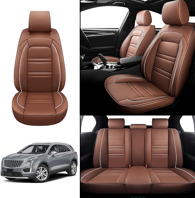 Seat Covers for Cadillac xt5 2017-2025 | 5-Seats Leather Seat Covers, Easy to Install Automotive Seat Covers Full Set (Full Set, Coffee)