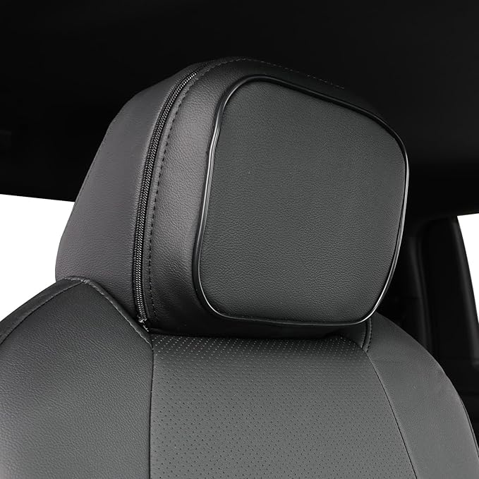 EKR Custom Fit Tacoma Front Car Seat Covers for Select Toyota Tacoma (Petrol & Hybrid) 2024 2025 2026 Double cab SR,SR5,TRD Sport,TRD Off-Road,Limited - Front Row Only,Leather (Black)