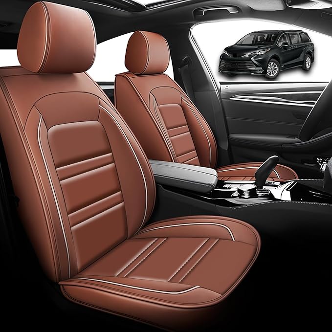 Seat Cover for Toyota Sienna 2004-2025 | Car Seat Covers Front Seats, Waterproof Seat Protectors, Automotive Front Seat Covers (Front Seat, Coffee)