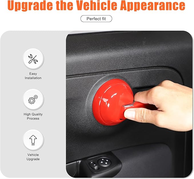 4PCS Inner Door Handles Cover Trim Compatible with Fiat 500/500 Abarth 2010-2024 Car Inner Door Handles Cover Protector Trim ABS Interior Decorative Cover Trim Sticker (Glossy Red)