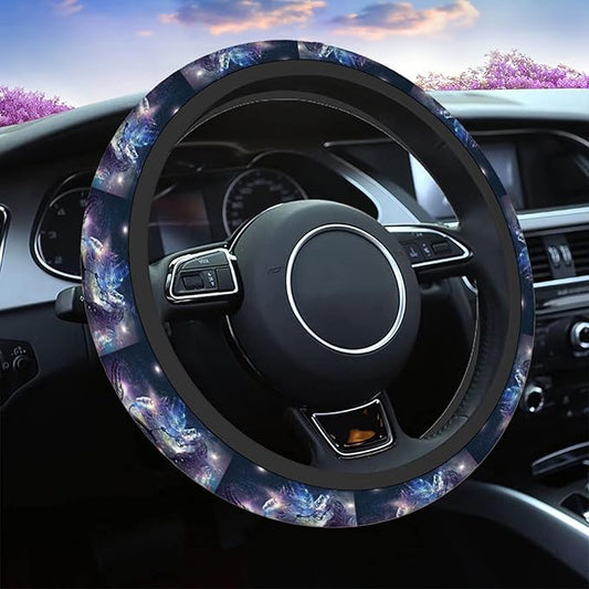 Swono Dreamcatcher Car Steering Wheel Covers Mystical Dream Catcher with Starry Space Purple Women Men Interior Accessories Universal 15 Inch Steering Steering Wheel Protector Anti-Skid Grips