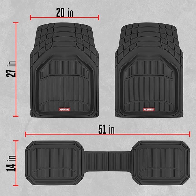 Motor Trend 943-BK FlexTough Defender Car Floor Mats -Next Generation Deep Dish Heavy Duty Contour Liners for Car SUV Truck & Van-All Weather Protection, Trim to Fit Most Vehicles Black