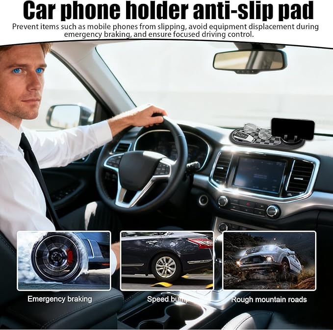 Anti-Slip Mat for Car Dashboard - Organizer Pad and Smartphone Stand for Car, Truck, Vehicle Interior, Navigation Devices, Electronics, Keys, Sunglasses, and Small Accessories Storage