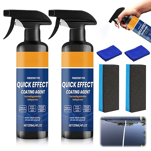 2PCS Advanced Car Quick-Acting Coating Agent Spray, Quick Effect Coating Agent for Cars, Multifunctional Car Scratch Remover, Waterless Wash Oil Film Emulsion Glass Cleaner