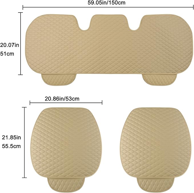 West Llama PU Leather Car Seat Covers Protectors, Bottom Seat Covers for Cars Fit Ford F-150,F-250,F-350(Beige)