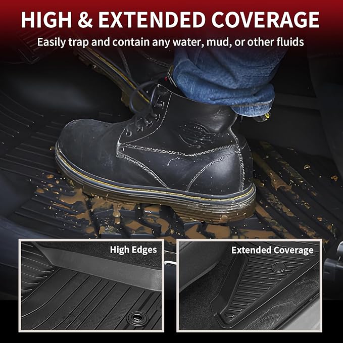 LASFIT Front Mats Fit for Tacoma 2016-2023 (Only Fit Auto Tran), Custom Fit All Weather Protection Durable TPE Floor Liners for 2024 2025 2026 Tacoma Accessories Front Row Car Mats, Black
