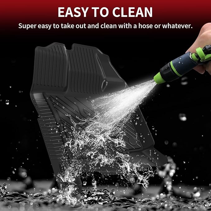 LASFIT Floor Mats for Ford F-150 2015-2026 | F150 Lightning 2022-2025 SuperCrew (Rear w/o Fold Flat Storage) Carpet Floor All Weather Protector TPE Truck Liners- 1st & 2nd Row, 3pcs Black