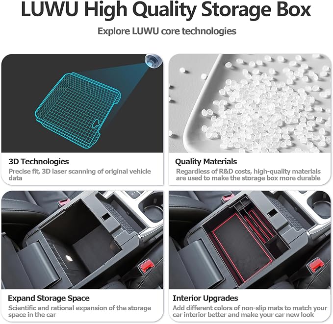 LUWU for Ford Explorer Accessories Center Console Organizer 2020-2024 Ford Explorer XLT/Limited/Active/ST-Line/ST/Platinum Armrest Organizer Insert Tray Ford Explorer Armrest Console Organizer (Red)