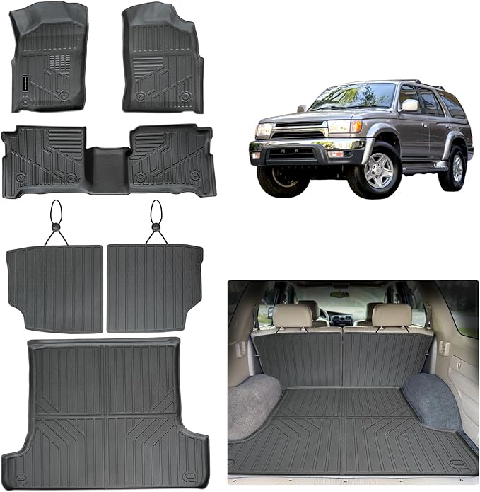 All-Weather Floor Mats Trunk Mats &Cargo Liners for Toyota 4Runner (1996 1997 1998 1999 2000 2001 2002) - 3rd Gen 4Runner Customized Protection, Lasting Durability