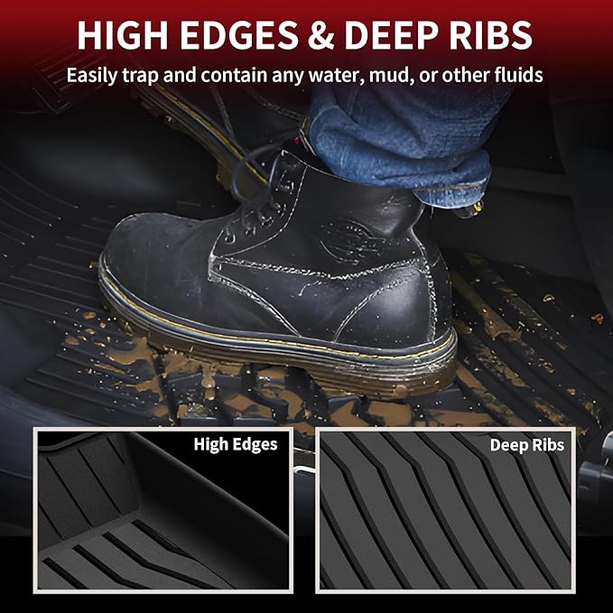 LASFIT Floor Mats for Mercedes Benz GLE 2019 2018 2017 2016 350/400 / 43 AMG / 450 AMG / 550e / 63 AMG / 63 AMG S, Custom Fit All Weather TPE Car Liners for GLE Floor Liners, 1st & 2nd Row,Black