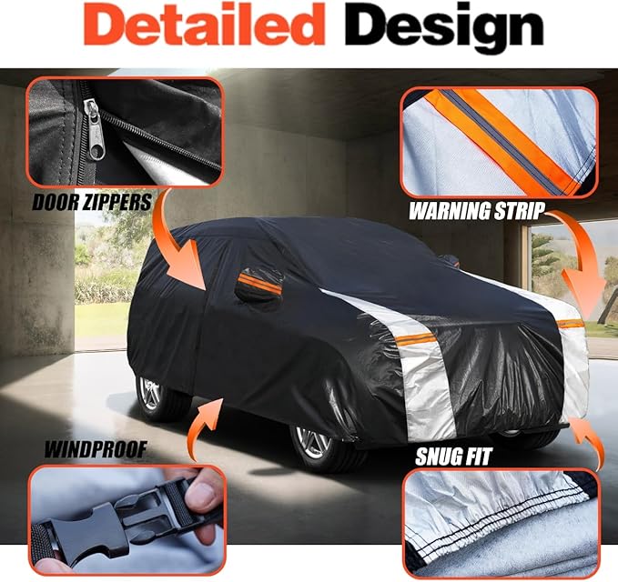 RX350 Car Cover 100% Waterproof All Weather, Gift with Towel, 10 Layers SUV Car Cover Custom Fit 2003-2026 RX/RX350/RX450H/RX500H, Outdoor Car Covers Rain Sun UV Protection with Door Zipper.