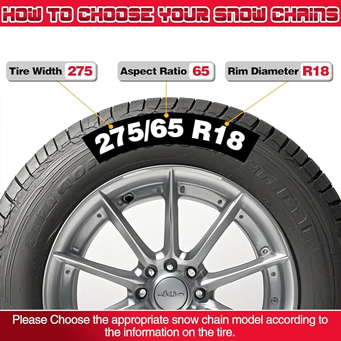 DEDC Auto Lock Snow Tire Chains,1 Min Quick, 4.5mm Enhance Manganese Steel Anti Skid Chains for Car SUV And Pickup Trucks Tire Traction Winter Ice Iced Cold Road, Fit 245 255 265 275 Set of 2 (KS1617)