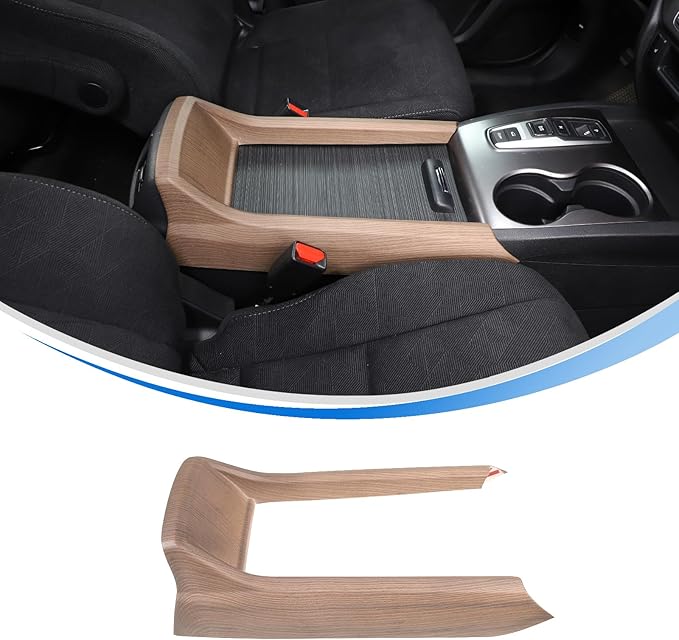 Armrest Box Frame Trim for Honda Pilot 2016-2022/ Ridgeline 2020-2023/ Passport 2019-2023 Accessories, ABS Center Console Armrest Box Frame Protective Cover (Pear Wood Grain)