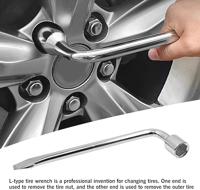 YXQ Car Spare Tire Lug Wrench for Jack 17mm/0.67" L Type Hexagon Slotted End Socket Repair Tool