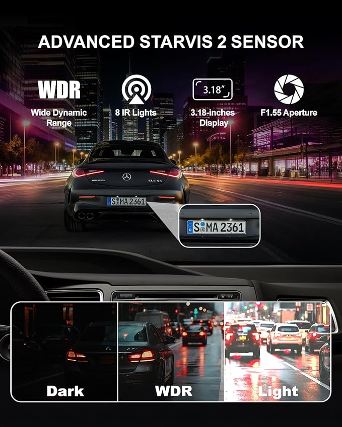4 Channel 360° Radar Dash Cam Front and Rear Camera for Cars, STARVIS 2 Sensor, Free 128GB Card Included, 24H Parking Mode, 5.8GHz WiFi, Built-in GPS, G-Sensor, 8 IR Night Vision, 170°Wide Angle