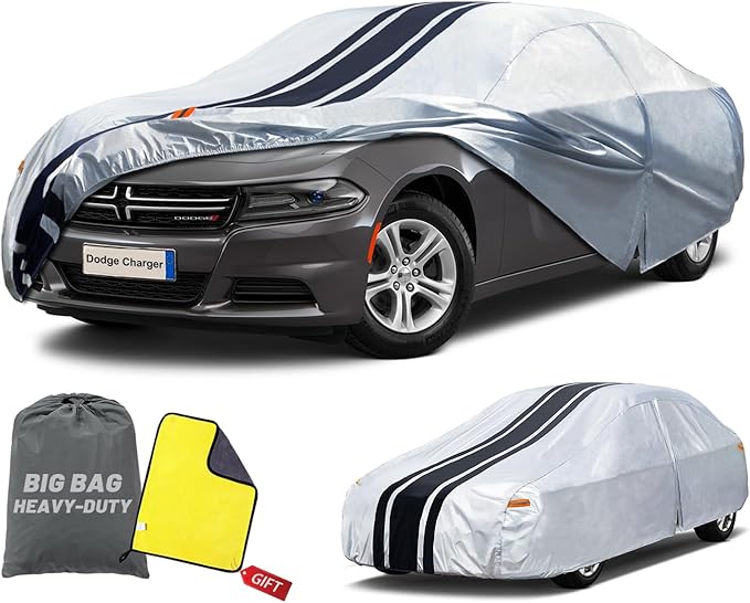 [2025 Upgrade] Car Cover Custom Fit for Dodge Charger (2006-2025), Dodge Challenger (2008-2025) Waterproof All Weather for Automobiles Full Exterior Cover Rain Sun Snow UV Protector.