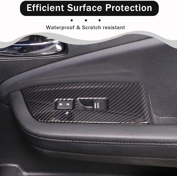 Armrest Box Handle Cover & Side Air Vent Cover & Window Lift Switch Panel Cover Trim Kit Compatible with Hond@ Pilot 2016-2022/ Passport 2019-2023 Accessories ABS (Carbon Fiber Pattern)