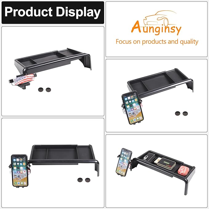 Aunginsy Center Console Dash Storage Tray with Phone Holder Compatible with Kia Telluride 2020-2022 Dashboard Storage Box Organizer Mobile Phone Mount Bracket Dash Storage Tray Interior Accessories