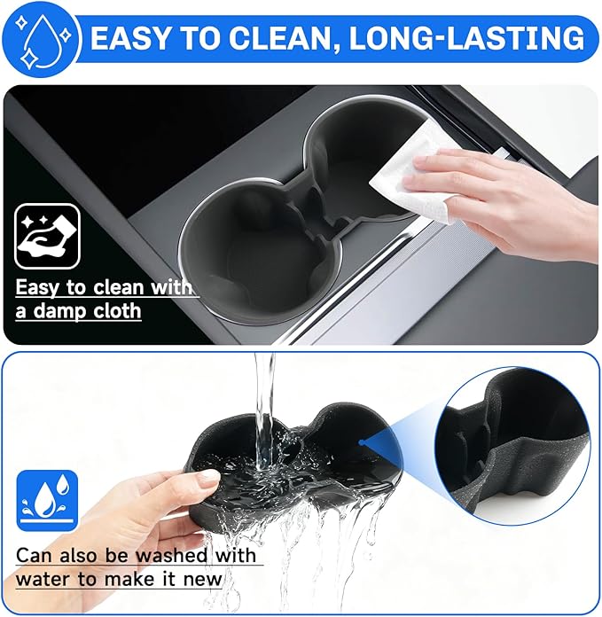 SXCY for 2025 Tesla Model Y Accessories Cup Holder Insert Silicone Cup Holder Limiter for 2025 Tesla Model Y Drink Holder Adapter Non-Slip Drink Stopper Stabilizer