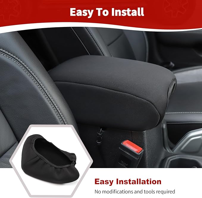 RT-TCZ for Jeep JL Center Console Armrest Pad Cover for Jeep Wrangler JL JLU 2018-Present for Gladiator JT 2020-Present Black Neoprene