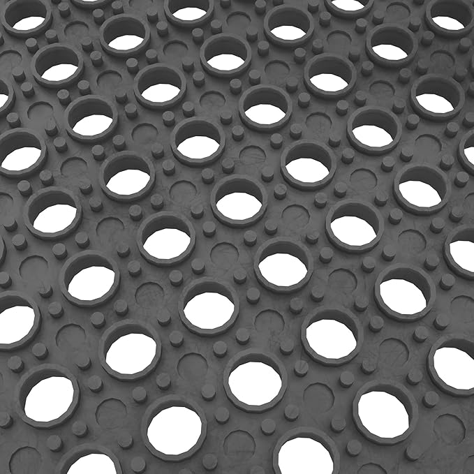 Ottomanson Heavy Duty Rubber Floor Mat – Non-Slip, Waterproof, Easy to Clean – Anti-Fatigue Mat for Commercial Kitchens, Restaurants, Workshops – Oil Resistant, Hose Washable – 36" x 36", Black