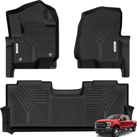 YITAMOTOR Floor Mats Compatible with F250/F350/F450/F550, Custom Fit for 2017-2025 2026 Ford F-250/F-350 SuperCrew Cab, 1st & 2nd Row All Weather Protection