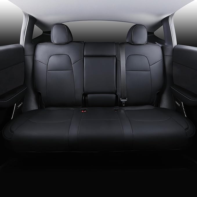 Suitable for Tesla Model Y Seat Covers, Waterproof Faux Leather Car Seat Covers Full Set for Tesla Model Y 2020 2021 2022 2023 2024 (Black)