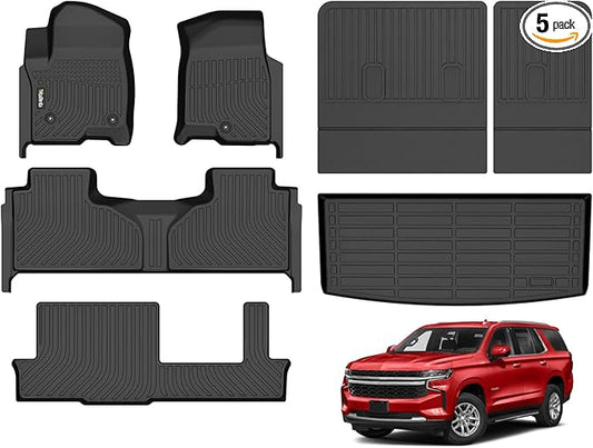 Wailtnb-All Weather Floor Mats & Cargo Liner for 2025-2021 Chevrolet Tahoe & GMC Yukon (8 Seater) (Not fit XL) Custom Fit Tahoe Waterproof Durable Easy to Clean fit for Tahoe Accessories for Tahoe