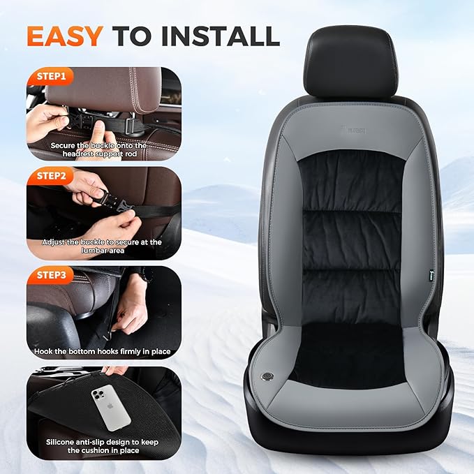 FLORICH Winter Driver or Passenger Car Seat Cushion for Full Back and Seat Comfortable Seat Cover for Cars Trucks SUV Van, Gray