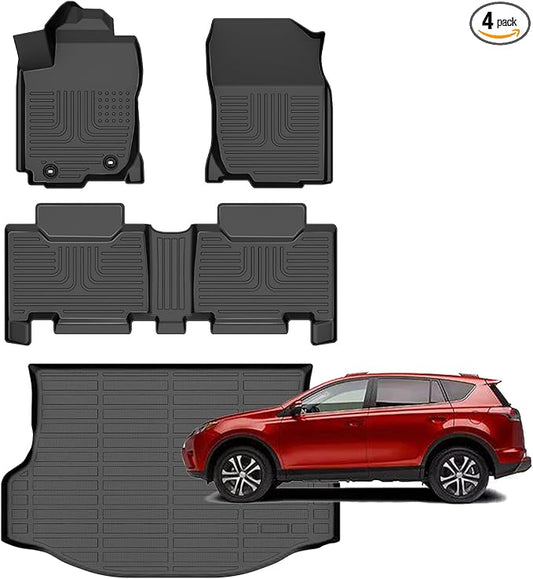 for Toyota RAV4 Floor Mats 2018 2017 2016 2015 2014 2013(Not for Hybrid or Prime),Car Mats for Toyota RAV4 All Weather Floor Mats Cargo Liner Accessories Waterproof Car Mat 2013-2018