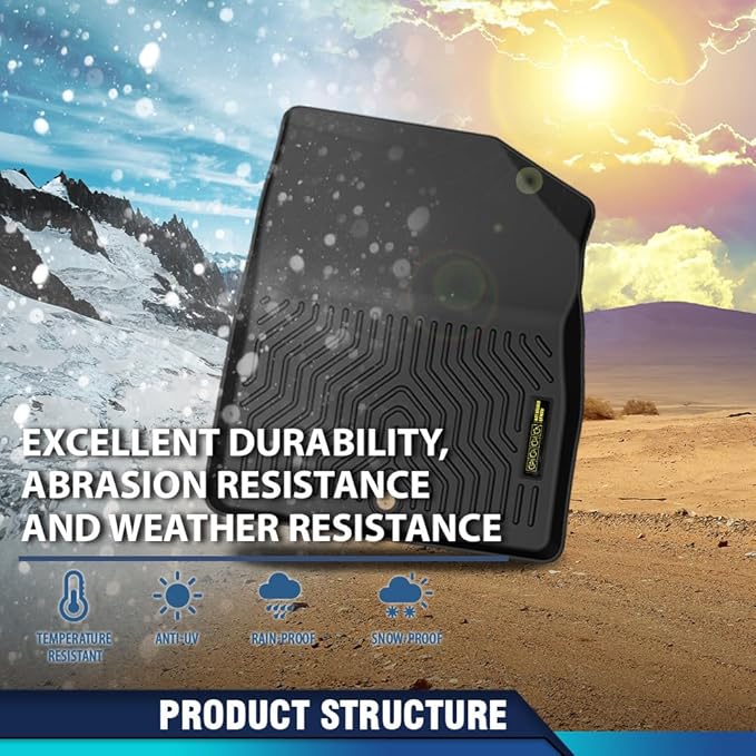 PIT66 Floor Mats Cargo Liners Compatible with Hyundai Elantra 2022 1st and 2nd Row All Weather TPE Liner Accessories Black alfombras para carro