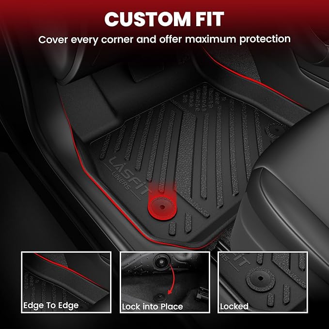 LASFIT Floor Mats for Toyota Corolla Sedan 2014-2019, All Weather TPE Custom Fit Car Liners for Toyota Corolla Accessories 1st & 2nd Row Car mats, Easy to Clean, Odorless, Black