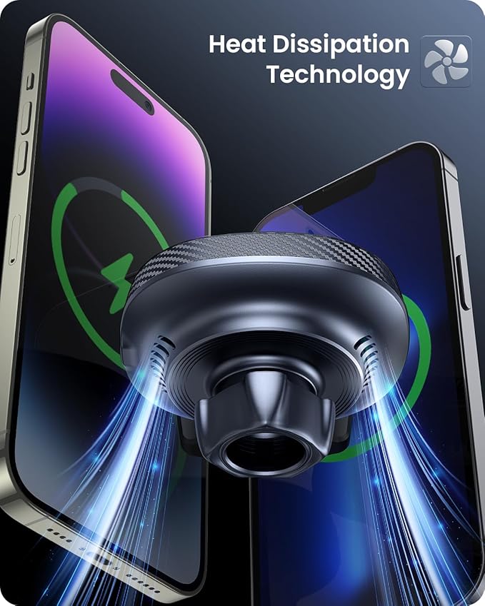 OQTIQ for MagSafe Car Charger, Magnetic Wireless Car Charger Compatible with iPhone 17 16 15 14 13 12 Series, 15W Fast Charging Car Phone Mount for Windshield Dashboard Air Vent [with PD 30W Adaptor]