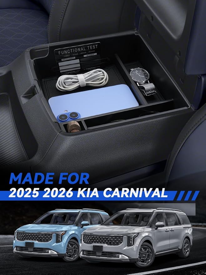 for Carnival Center Console Organizer 2025 2026 Kia Carnival (LX/LXS/EX/SX/SX Prestige) Accessories Armrest Tray Middle Storage Box Insert Container Durable ABS Plastic
