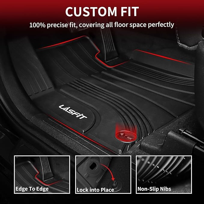 LASFIT Floor Mats for Hyundai Elantra 2025 2024 2023 2022 2021 (Only Fit Gas & Automatic) & Elantra N 2022-2025 (Only Fit Automatic) Custom Fit TPE All Weather Floor Liners Car Mats, Black