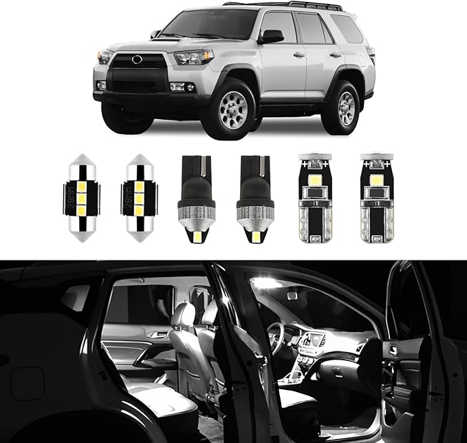 EASY EAGLE 16 Pcs Super Bright 6000K White LED Interior Light Bulbs Kit Package for 2010-2020 2021 2022 Toyota 4Runner + and Install Tool (White)