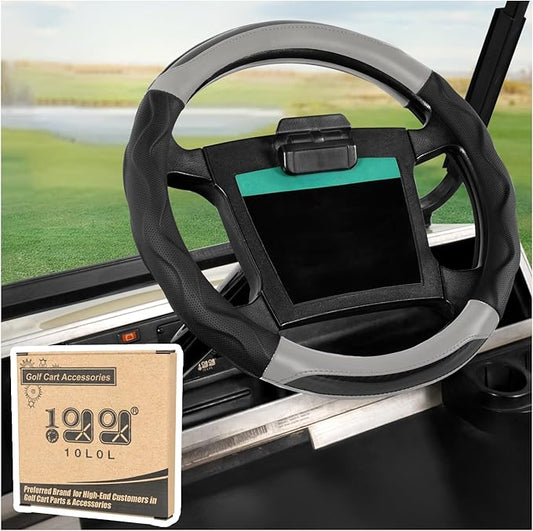 10L0L Golf Cart Steering Wheel Cover for Yamaha, Club Car DS & Precedent, 14 Inch Black Gray