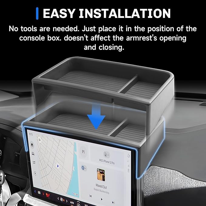 SXCY 2PCS for 2025 Ford Explorer Screen Back Tray + Center Console Organizer(Red Mat) for Ford Explorer 2025 Accessories Console Tray for 2025 Ford Explorer Dashboard Organizer 2025 Explorer Accessory