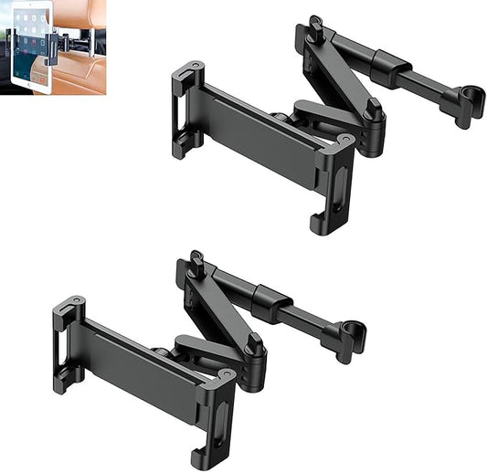 Ipad Holder for car Backseat 2 Pack, iPad Headrest Mount for 5.3-12.9" iPads/Phones, Car Tablet Holder with 360° Adjustable Rotating, Upgraded iPad Mount, Road Trip Essentials (Black)