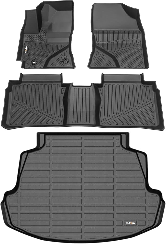 AIPOIL® Floor Mats & Cargo Liner Set for 2014-2019 Toyota Corolla (Only Sedan) All Weather Protection TPE Anti-Slip Automotive Full Set Custom Car Mats Accessories - Black