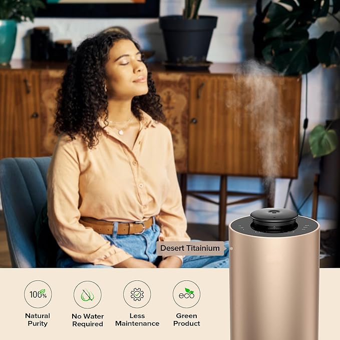 Airversa Waterless Essential Oil Diffuser Starter Kit with 4 x 10mL Fragrance Scent Oil, Battery Operated Mini Scent Air Machine Portable Diffuser for Home Car Office, ANX Black Kit01