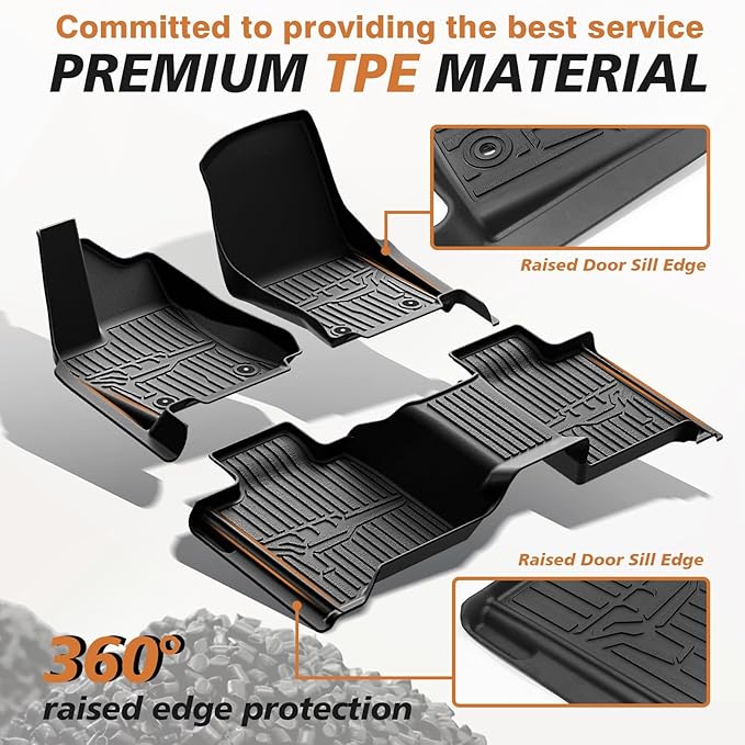 TripleAliners Floor Mats Compatible with Toyota Tundra 2022-2025 CrewMax Cab Accessories All Weather Custom Fit TPE Floor Liners 1st & 2nd Row Full Set Interior Liners