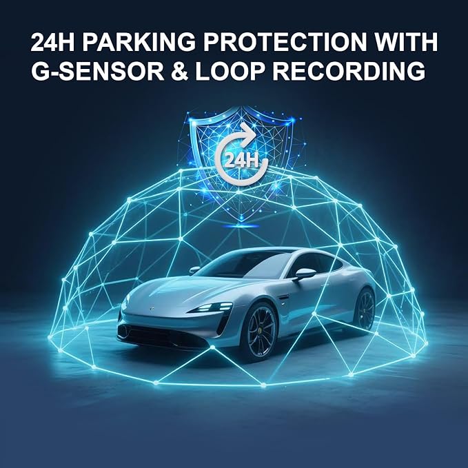 3 Channel 4K Dash Cam Front and Rear Inside for Cars, Sony Sensor, 1080P Cabin and Rear, Wide Angle, Night Vision, WiFi GPS, Parking Monitor, Loop Recording, Touch Screen, 64GB Card Included