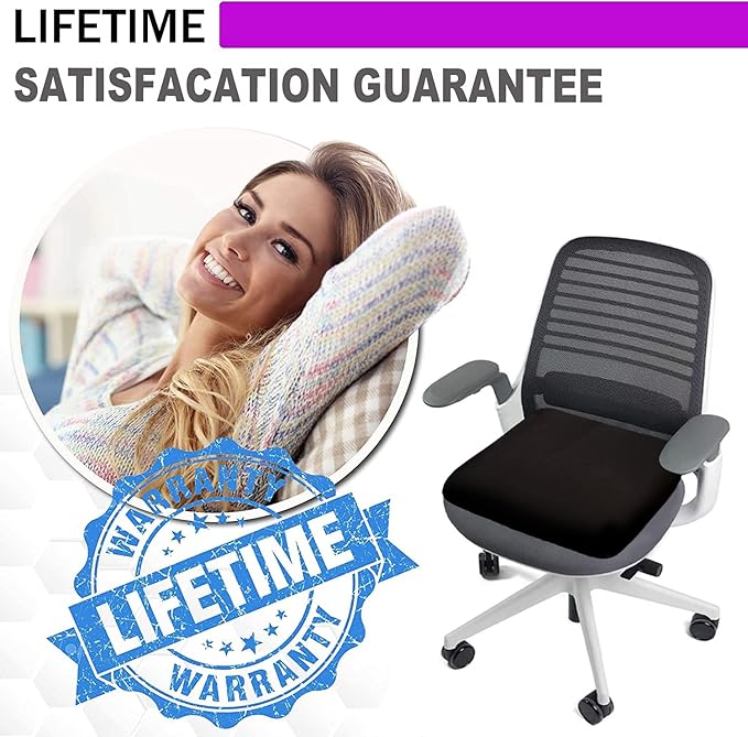 Gel Seat Cushion - Enhanced Double Thick Egg Seat Cushion with Non-Slip Cover - Office Chair Car Seat Cushion - Sciatica & Back Pain Relief - Perfect for Office Chair Car Wheelchair Travel