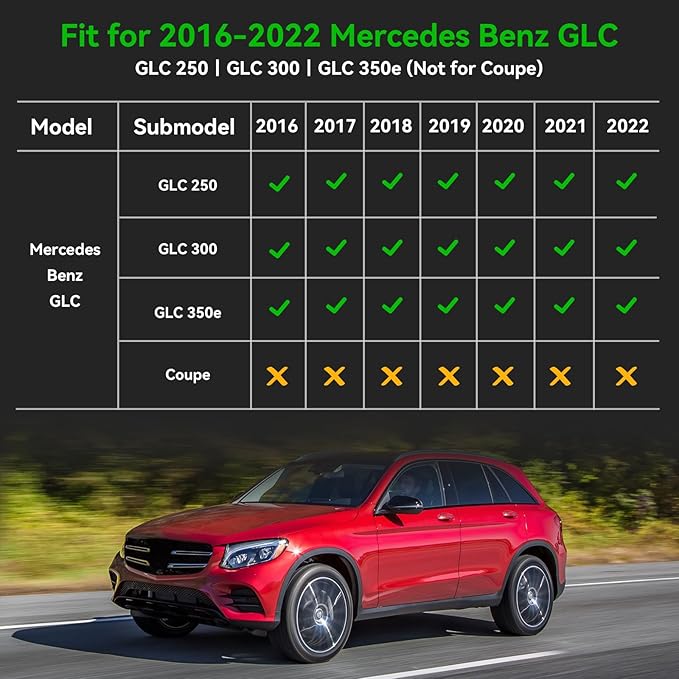 for Mercedes Benz GLC丨GLC 250丨GLC 300丨GLC 350e (Not for Coupe) Floor Mats 2016-2022,Car Mats for Mercedes Benz GLC 2016-2022 All Weather Anti-Slip Floor Mats Cargo Liner Accessories