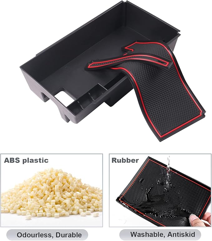 SKTU (Update) Compatible with 2021 2022 2023 2024 Venza Center Console Organizer 2024 2023 2022 Toyota Venza Accessories ABS Black Materials Tray Armrest Secondary Storage Box (Red)