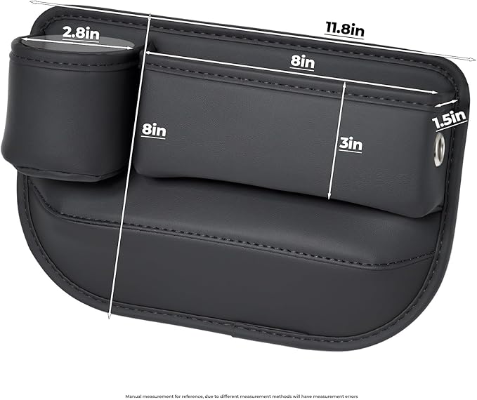 2 Packs Car Seat Gap Filler Organizer, Car Seat Organizer, Seat Gap Storage Box with Cup Holders for Drink, Car Leather Cup Holder Gap Bag Front Seat for Phone, Sunglasses,Keys(Left+Right Side)